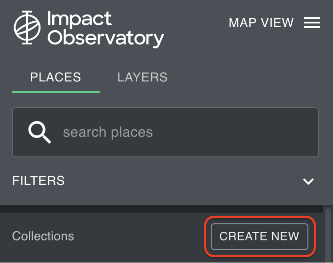 Create Collection Menu